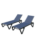 Outdoor Lounge Chair, 2 Pieces Aluminum Plastic Patio Chaise Lounge with 5 Position Adjustable Backrest and Wheels, All Weather Reclining Chair for Patio, Navy Blue - DTYStore