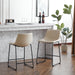 (Set of 2) Vintage Style 24-Inch Armless Industrial Faux Leather Counter Stool with Metal Legs and Footrest for Kitchen Island, Cafe, Pub, Bar Counter, Cream and Black - DTYStore