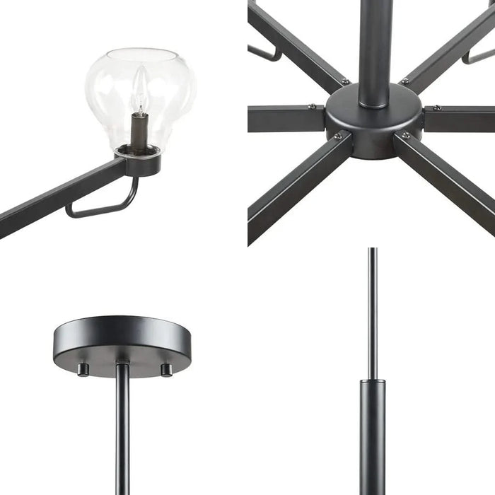 6-Light Chandelier with Bowl Shaped Glass Shades Default -DTYStore