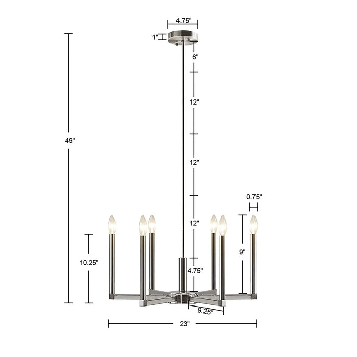 6-Light Contemporary Candelabra Styled Chandelier Default -DTYStore