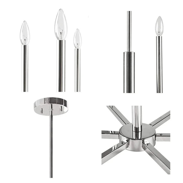 6-Light Contemporary Candelabra Styled Chandelier Default -DTYStore