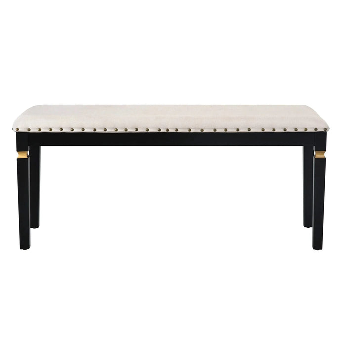 6-Piece Kitchen Dining Table Set, 60' Rectangular Table and 4 High-Back Tufted Chairs & 1 Bench for Dining Room and Kitchen (Black) Default -DTYStore