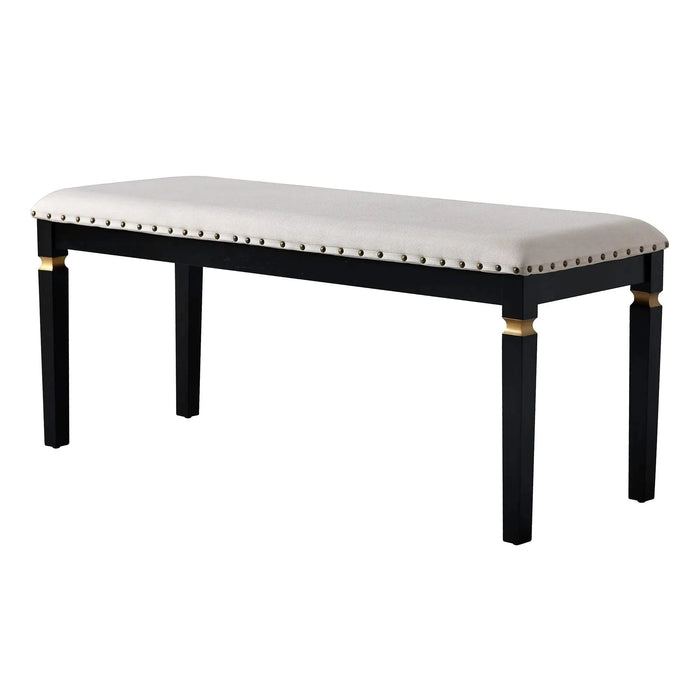 6-Piece Kitchen Dining Table Set, 60' Rectangular Table and 4 High-Back Tufted Chairs & 1 Bench for Dining Room and Kitchen (Black) Default -DTYStore