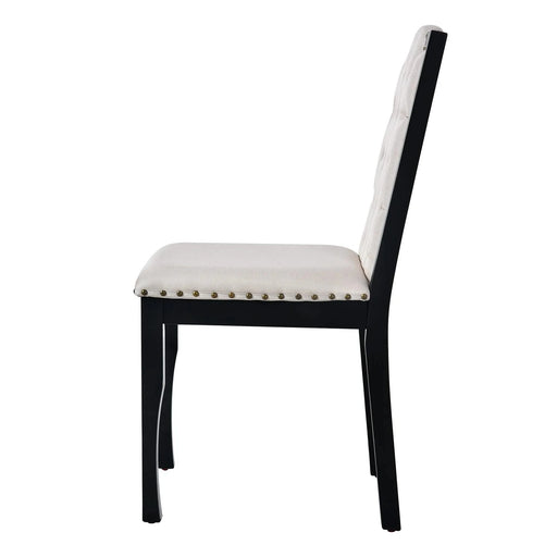 6-Piece Kitchen Dining Table Set, 60' Rectangular Table and 4 High-Back Tufted Chairs & 1 Bench for Dining Room and Kitchen (Black) Default -DTYStore