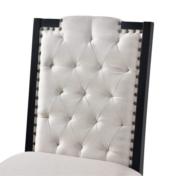 6-Piece Kitchen Dining Table Set, 60' Rectangular Table and 4 High-Back Tufted Chairs & 1 Bench for Dining Room and Kitchen (Black) Default -DTYStore