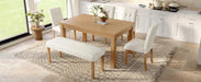 6-Piece Modern Dining Set, Rectangle Kitchen Table with 4 Upholstered Chairs & Bench, Ideal for Dining Room and Living Room, (Easy Assembly, Space Saving) Default -DTYStore