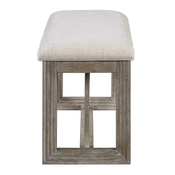 6-Piece Retro Dining Table Set for 6, 60' Wood Kitchen Table and Chairs Set of 4 with Bench Designed Trestle Base for kitchen & Dining Room (Gray) Default -DTYStore