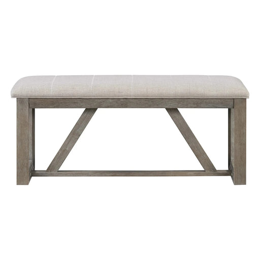 6-Piece Retro Dining Table Set for 6, 60' Wood Kitchen Table and Chairs Set of 4 with Bench Designed Trestle Base for kitchen & Dining Room (Gray) Default -DTYStore