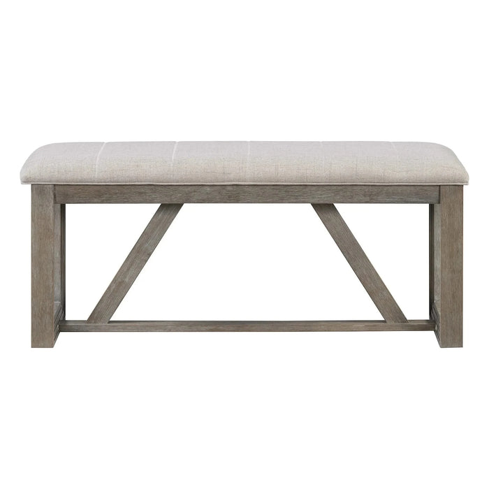 6-Piece Retro Dining Table Set for 6, 60' Wood Kitchen Table and Chairs Set of 4 with Bench Designed Trestle Base for kitchen & Dining Room (Gray) Default -DTYStore