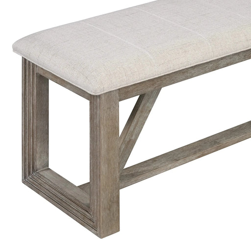 6-Piece Retro Dining Table Set for 6, 60' Wood Kitchen Table and Chairs Set of 4 with Bench Designed Trestle Base for kitchen & Dining Room (Gray) Default -DTYStore