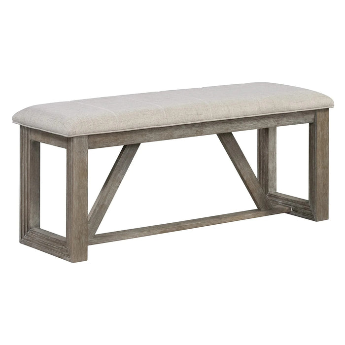 6-Piece Retro Dining Table Set for 6, 60' Wood Kitchen Table and Chairs Set of 4 with Bench Designed Trestle Base for kitchen & Dining Room (Gray) Default -DTYStore