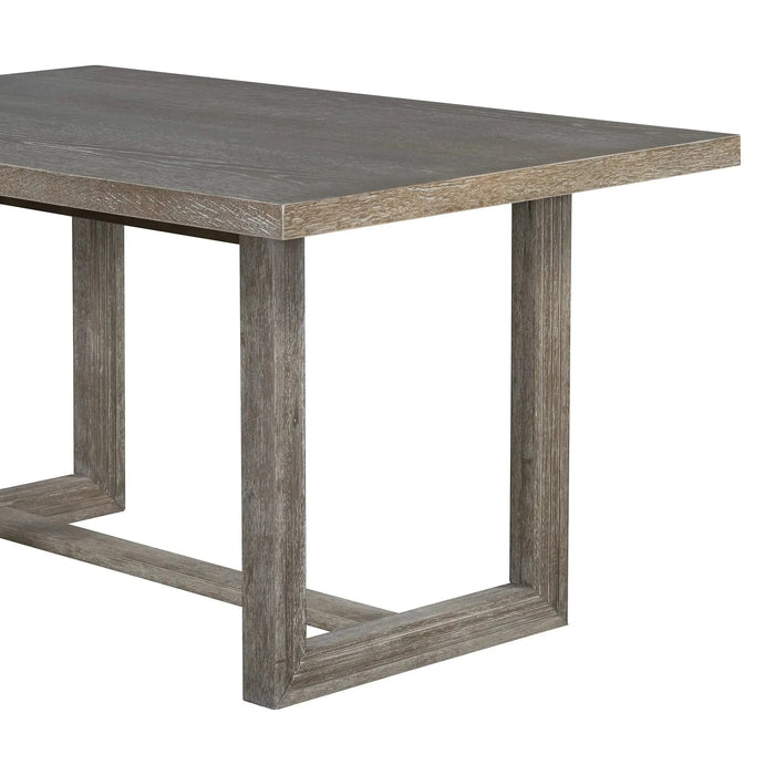 6-Piece Retro Dining Table Set for 6, 60' Wood Kitchen Table and Chairs Set of 4 with Bench Designed Trestle Base for kitchen & Dining Room (Gray) Default -DTYStore