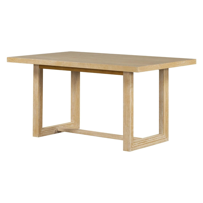 6-Piece Retro Dining Table Set for 6, 60' Wood Kitchen Table and Chairs Set of 4 with Bench Designed Trestle Base for kitchen & Dining Room (Natural) Default -DTYStore