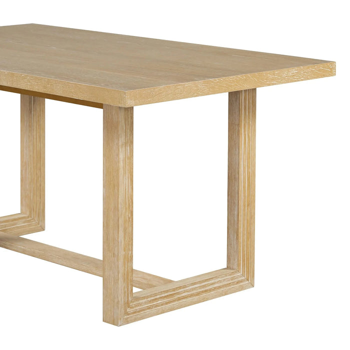 6-Piece Retro Dining Table Set for 6, 60' Wood Kitchen Table and Chairs Set of 4 with Bench Designed Trestle Base for kitchen & Dining Room (Natural) Default -DTYStore