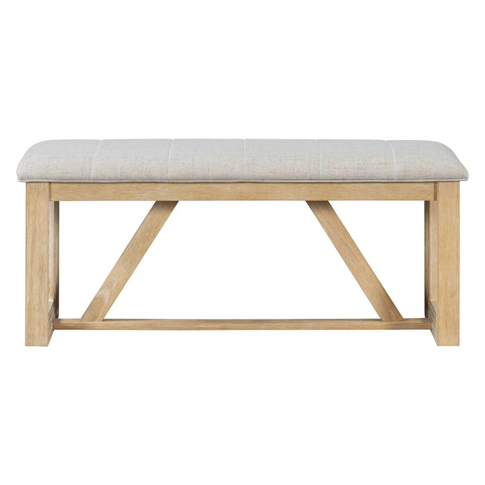 6-Piece Retro Dining Table Set for 6, 60' Wood Kitchen Table and Chairs Set of 4 with Bench Designed Trestle Base for kitchen & Dining Room (Natural) Default -DTYStore