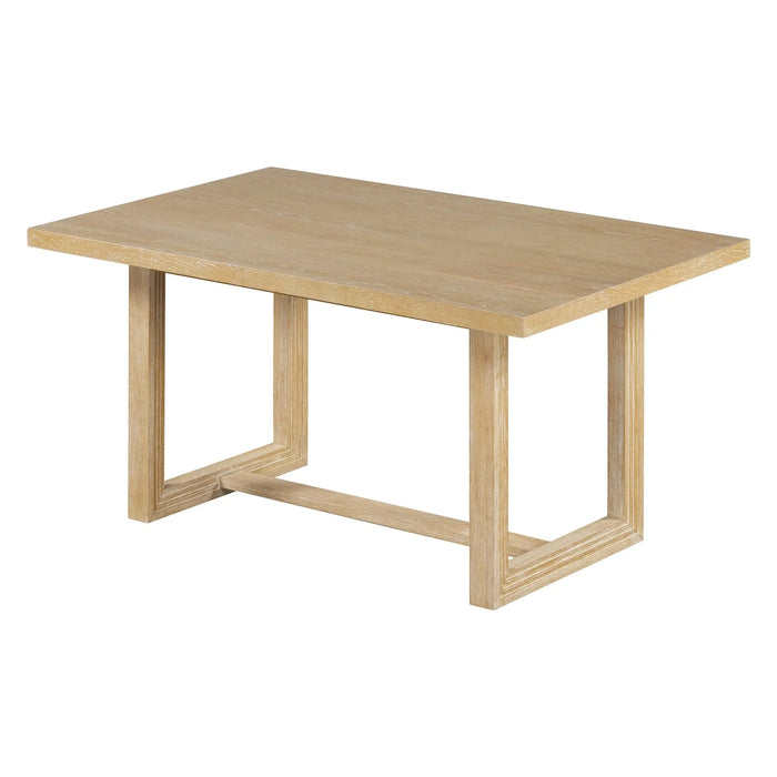 6-Piece Retro Dining Table Set for 6, 60' Wood Kitchen Table and Chairs Set of 4 with Bench Designed Trestle Base for kitchen & Dining Room (Natural) Default -DTYStore