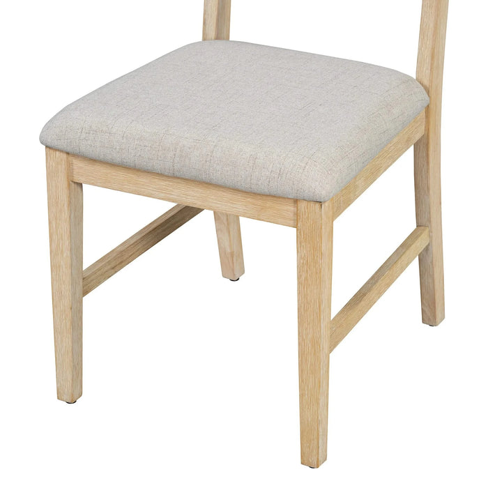 6-Piece Retro Dining Table Set for 6, 60' Wood Kitchen Table and Chairs Set of 4 with Bench Designed Trestle Base for kitchen & Dining Room (Natural) Default -DTYStore