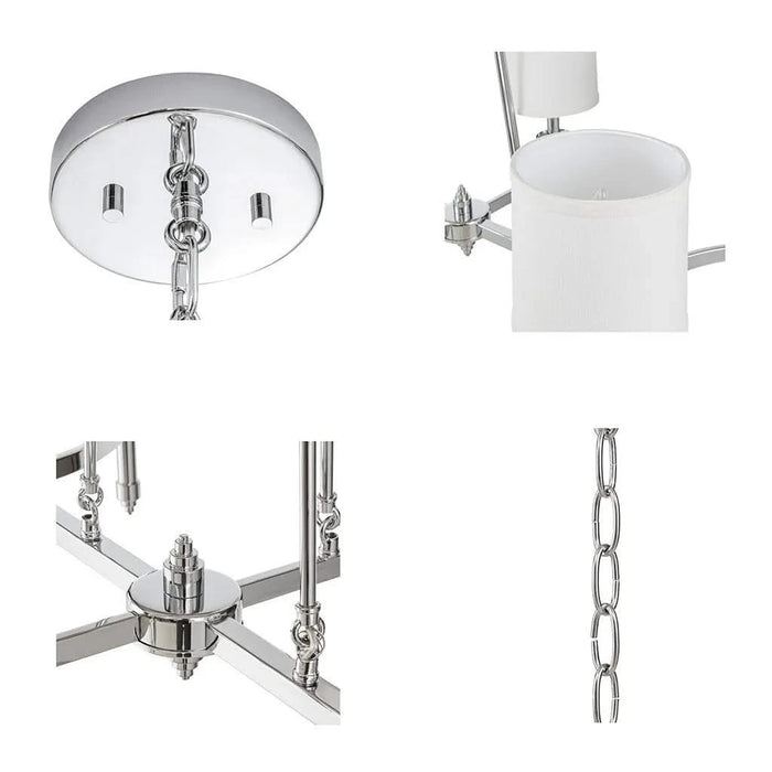 6-light Chandelier with Fabric Drum Shades Chrome See below Default -DTYStore