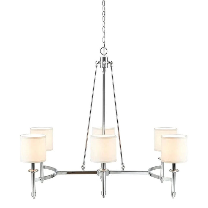 6-light Chandelier with Fabric Drum Shades Chrome See below Default -DTYStore