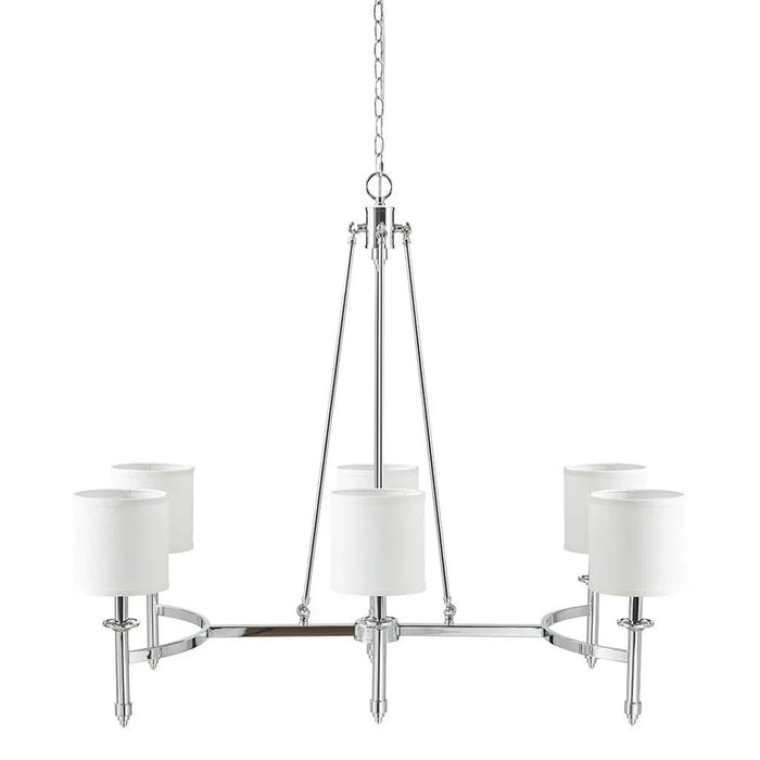 6-light Chandelier with Fabric Drum Shades Chrome See below Default -DTYStore