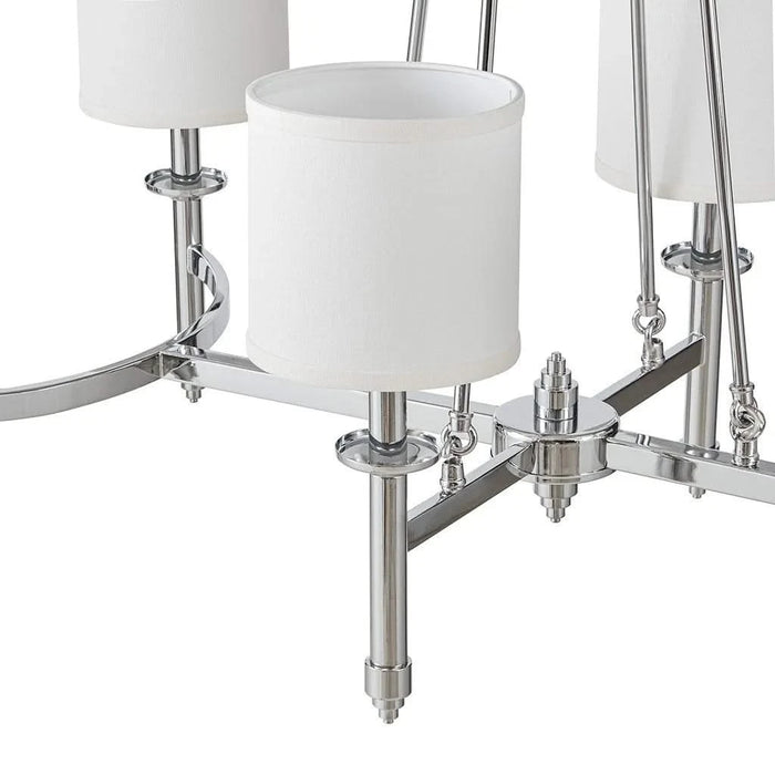 6-light Chandelier with Fabric Drum Shades Chrome See below Default -DTYStore