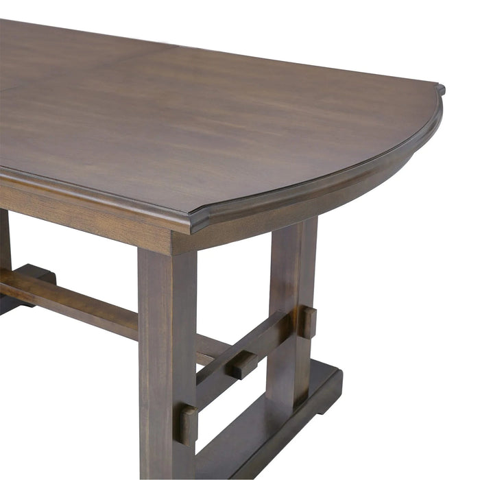 60'-78' Extendable Dining Table, Farmhouse Wooden Kitchen Table with Removable Leaf, Large Expanding Table for 4-8 (Brown) Default -DTYStore