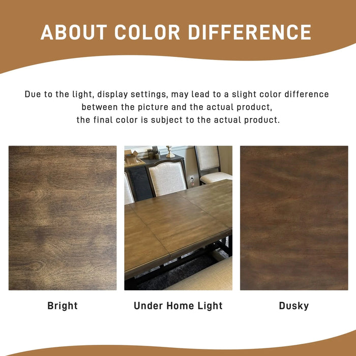 60'-78' Extendable Dining Table, Farmhouse Wooden Kitchen Table with Removable Leaf, Large Expanding Table for 4-8 (Brown) Default -DTYStore