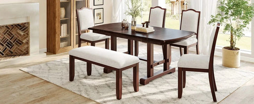 60'-78' Extendable Dining Table, Farmhouse Wooden Kitchen Table with Removable Leaf, Large Expanding Table for 4-8 (Cherry) Default -DTYStore