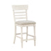 Antique White Finish Set of 2 Counter Height Chair Farmhouse Style Fabric Upholstered Seat Wooden Furniture Dining Chairs - DTYStore