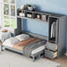 Full Size Murphy Bed Wall Bed with Closet and Drawers,Gray - DTYStore