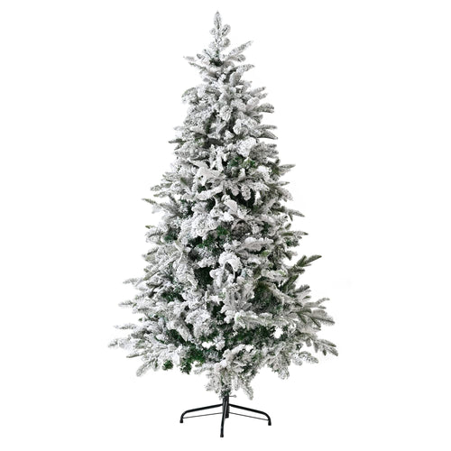 6FT Unlit Artificial Christmas Tree with Snow Flocked Design and Metal Stand, Full Appearance, Easy Assembly - Image 1