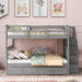 Stairway Full-Over-Full Bunk Bed with Twin size Trundle, Storage and Guard Rail for Bedroom, Dorm - Gray(OLD SKU :LT000210AAE) - DTYStore