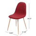 Mid-Century Dining Chair Fabric Upholstered Chair with Light Walnut Finished Metal Legs (Set of 2), Red - DTYStore