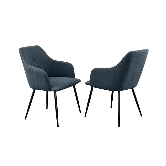 Contemporary Upholstered Woven Fabric Dining Chairs – Indigo Blue - DTYStore