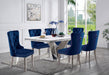 Contemporary Blue Color Flannelette 2pcs Side Chairs Button-Tufted Upholstered Dining Chairs Wingback Design Furniture Set - DTYStore