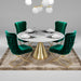 PrimeNest Noblesse Collection Upholstered Gold Legged Dining Chair, Set of 2, Green - DTYStore