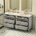 60'' Bathroom Vanity with Ceramic Sink Combo, Free Standing Single Vanity Set with 3 Drawers, Solid Wood Frame Bathroom Storage Cabinet, Gray Default -DTYStore