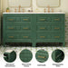 60'' Bathroom Vanity with Ceramic Sink Combo, Free Standing Single Vanity Set with 3 Drawers, Solid Wood Frame Bathroom Storage Cabinet, Green Default -DTYStore