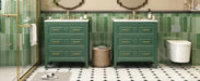 60'' Bathroom Vanity with Ceramic Sink Combo, Free Standing Single Vanity Set with 3 Drawers, Solid Wood Frame Bathroom Storage Cabinet, Green Default -DTYStore