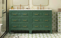 60'' Bathroom Vanity with Ceramic Sink Combo, Free Standing Single Vanity Set with 3 Drawers, Solid Wood Frame Bathroom Storage Cabinet, Green Default -DTYStore