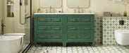 60'' Bathroom Vanity with Ceramic Sink Combo, Free Standing Single Vanity Set with 3 Drawers, Solid Wood Frame Bathroom Storage Cabinet, Green Default -DTYStore
