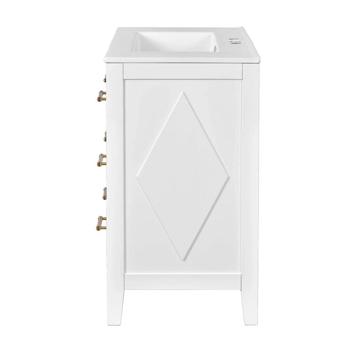 60'' Bathroom Vanity with Ceramic Sink Combo, Free Standing Single Vanity Set with 3 Drawers, Solid Wood Frame Bathroom Storage Cabinet, White Default -DTYStore