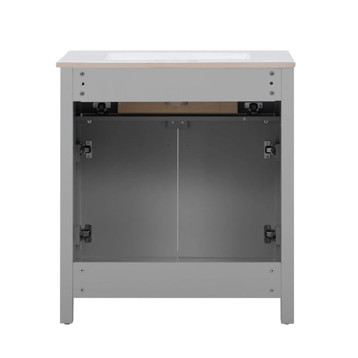 60'' Bathroom Vanity with Ceramic Sink, Free Standing Single Vanity Set with Soft Closing Doors, Modern Style, Grey Default -DTYStore