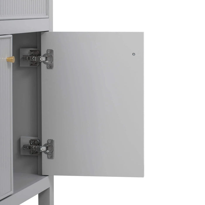 60'' Bathroom Vanity with Ceramic Sink, Free Standing Single Vanity Set with Soft Closing Doors, Modern Style, Grey Default -DTYStore