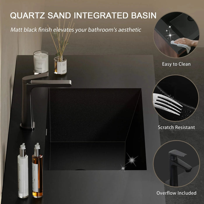 60'' Floating Bathroom Vanity with Sink Combo, Modern Wall-Mounted Striped Bathroom Storage Cabinet with Soft-Close Drawers and Double Quartz Sand Basins, Smoked Walnut 24V16-60WAB Default -DTYStore