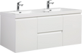 60' Floating Bathroom Vanity with Sink, Modern Wall-Mounted Bathroom Storage Vanity Cabinet with Double Resin Top Basin and Two Soft Close Drawers, Glossy White 24V11-60DGW Default -DTYStore