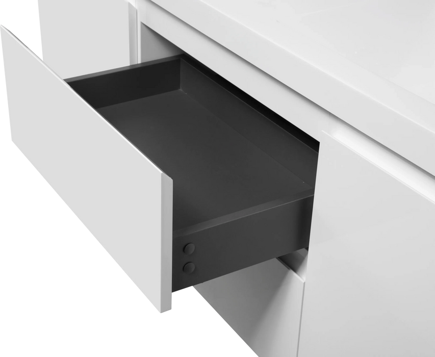 60' Floating Bathroom Vanity with Sink, Modern Wall-Mounted Bathroom Storage Vanity Cabinet with Double Resin Top Basin and Two Soft Close Drawers, Glossy White 24V11-60DGW Default -DTYStore