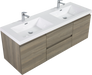 60' Floating Bathroom Vanity with Sink, Modern Wall-Mounted Bathroom Storage Vanity Cabinet with Double Resin Top Basins and Soft Close Drawers, Ash Grey 24V11-60DAG Default -DTYStore