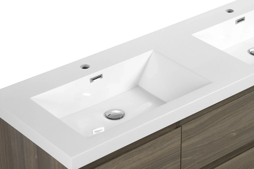 60' Floating Bathroom Vanity with Sink, Modern Wall-Mounted Bathroom Storage Vanity Cabinet with Double Resin Top Basins and Soft Close Drawers, Ash Grey 24V11-60DAG Default -DTYStore