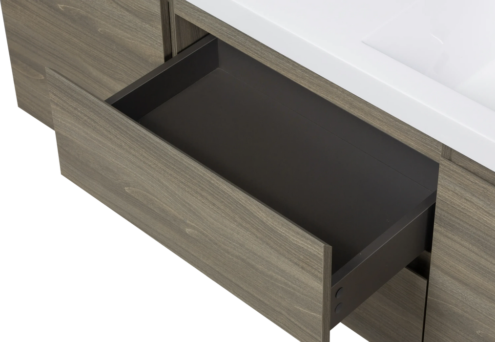 60' Floating Bathroom Vanity with Sink, Modern Wall-Mounted Bathroom Storage Vanity Cabinet with Double Resin Top Basins and Soft Close Drawers, Ash Grey 24V11-60DAG Default -DTYStore